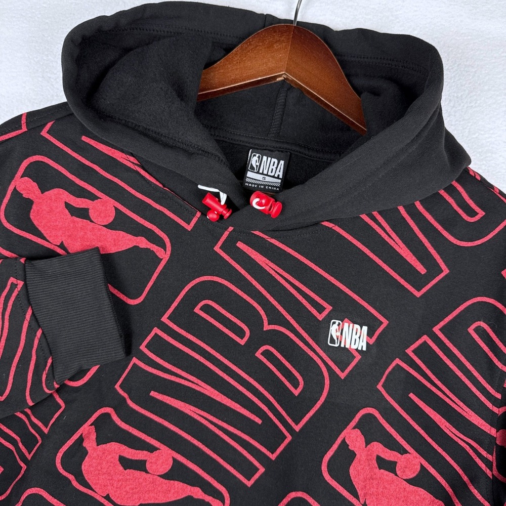 NWT NBA Hoodie Mens Small Black Red Do-Over PO Hoodie All Over Print ZHMG361F